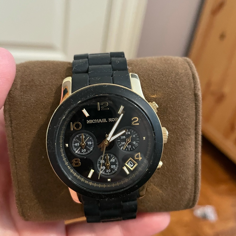 Michael Kors Black & Gold Watch - Like new w/ box